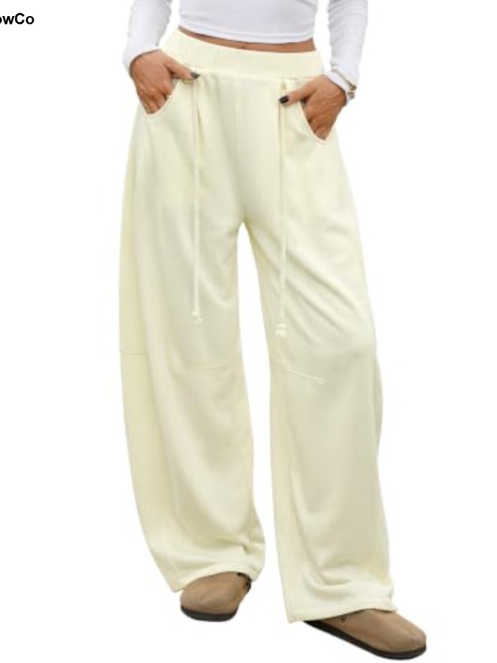Wide Leg Baggy Track Pants High Waist Lace Up Lounge Pockets
